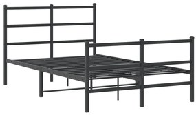 Estrutura de cama com cabeceira e pés 120x200 cm metal preto