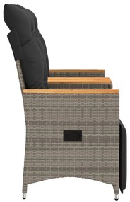 Sofá de jardim reclinável 2 lugares com mesa vime PE cinzento