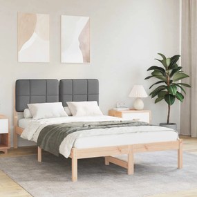 vidaXL Estrutura de Cama com Cabeceira Estofada Cinza Escuro