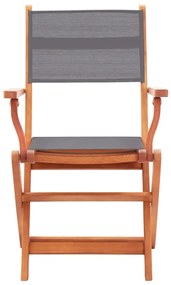 Cadeiras jardim dobráveis 2pcs eucalipto maciço/textilene cinza