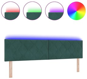 Cabeceira LED Blocos de Diamante Verde Escuro 180 cm em Veludo