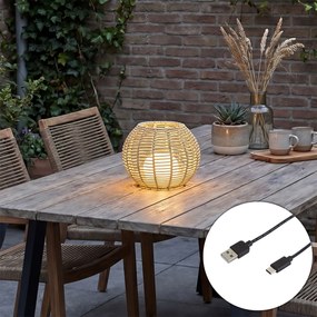 Candeeiro de Mesa Exterior Bege 25cm Incl. LED Recarregável com USB-C IP44 - Oli