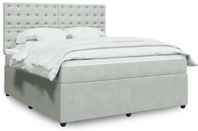 vidaXL Cama com molas/colchão 180x200 cm veludo cinzento-claro