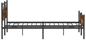 Estrutura de cama sem colchão 183x213cm metal carvalho fumado