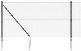 Cerca de Arame Soldado com 7 Postes de Espeto Cinza 1.2x10 m Aço