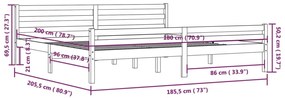 Estrutura de cama super king pinho maciço 180x200 cm branco