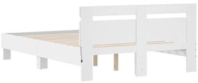 Estrutura de cama com cabeceira e luzes LED 135x190 cm branco