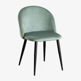 Pack De 4 Cadeiras De Jantar Estofadas Em Veludo Kana Verde Abeto & Negro - Sklum