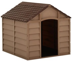 vidaXL Casota para cão 71x71,5x68 cm castanho PP
