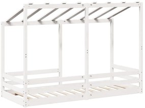 Cama infantil com telhado 90x190 cm pinho maciço branco