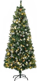 Árvore de Natal artificial iluminada com 703 ramos, 250 LED, 30 pinhas, base dobrável, altura 180 cm, Ø 80 cm, verde
