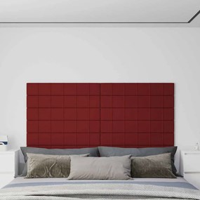Painel de parede 12 pcs 90x15 cm tecido 1,62 m² vermelho tinto