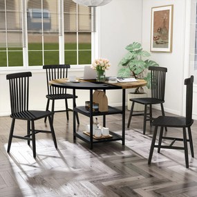Mesa de jantar ou cozinha 119 cm para 4-6 pessoas de madeira (CADEIRAS NÃO INCLUIDAS) de com design bicolor 2 prateleiras de armazenamento e pernas pr