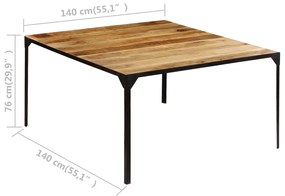 Mesa de Jantar Rudre em Madeira de Mangueira Maciça - 140x140x76 cm -