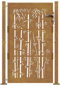 Portão de jardim 105x155 cm aço corten design bambu