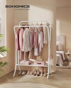 Guarda roupa com 2 varões para roupa em metal 46 x 100 x 155 cm com prateleira branco