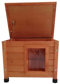 Casa p/ gatos de exterior XL 68,5x54x51,5cm madeira castanho