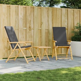 vidaXL Cadeiras jardim dobráveis/reclináveis c/ almofadões 2 pcs bambu