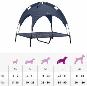 Cama Elevada para Cães com Teto Removível Azul-marinho L Aço