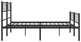Estrutura de cama com cabeceira e pés 135x190 cm metal preto