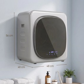 Máquina de Secar Roupa de Exaustão 4 kg 800 W com Ecrã Tátil, Controlo de Tempo e Temperatura, Função Anti-rugas, Prata