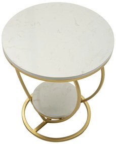 MESA DE APOIO CORAÇ CM Ø 40X45,5 DOURADO E BRANCO