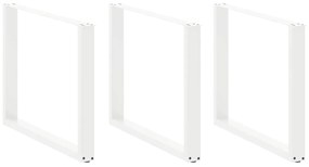 vidaXL Pés de mesa de jantar em forma de U, 3 peças, branco, 100x (72-73) cm, aço