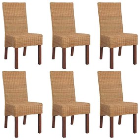 vidaXL Cadeiras de jantar 6 pcs vime genuíno castanho