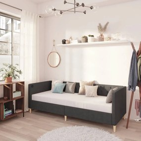 3080456 vidaXL Sofá-cama c/ colchão e saída USB 90x200 cm tecido cinza-escuro