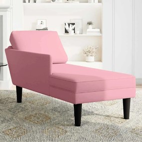 Chaise lounge c/ almofada/apoio de braços direito veludo rosa