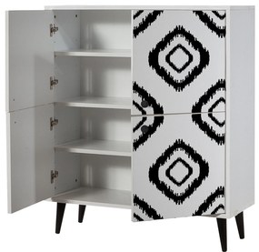 Armário Multiuso Multilux – Branco/Preto – 95x111x36 cm