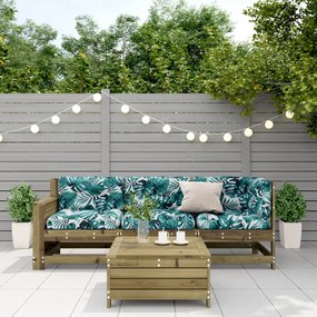 4 pcs conjunto lounge de jardim c/ almofadões pinho impregnado