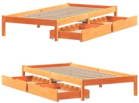 Cama sem colchão 100x200 cm pinho maciço castanho-mel