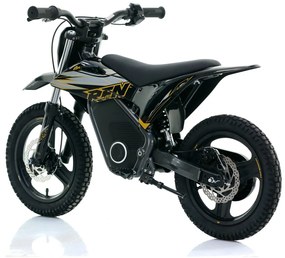 Mini moto elétrica para crianças velocidade até 30Km/h C/Limitador RFN Warrior SX-E350 14/14” 350W Preta e Dourada