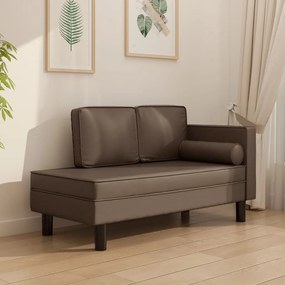 vidaXL Chaise longue com almofadões e rolo couro artificial castanho