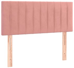 Cama box spring c/ colchão luzes e LED 120x190 cm veludo rosa