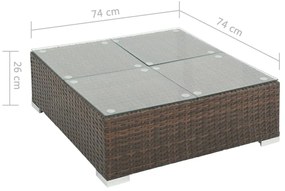 Conjunto de Sofás Lounge Romeu para Jardim - Vime Castanho - Design Na