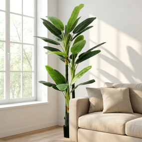 Planta Artificial Bananeira, 70 x 60 x 180 cm, 18 Folhas Realistas, Verde