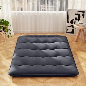 Colchão enrolável para o chão com capa lavável com bolsa de transporte 200 x 140 x 10 cm - preto