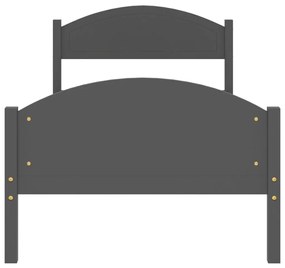 Estrutura de cama 90x200 cm madeira pinho maciço cinza-escuro