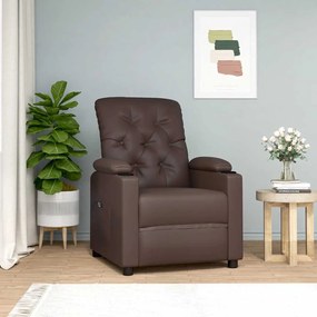 vidaXL Poltrona elevatória couro artificial castanho