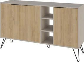 Aparador "Lisboa" - Carvalho e Branco Areia - 142x83x35.6 cm - Design
