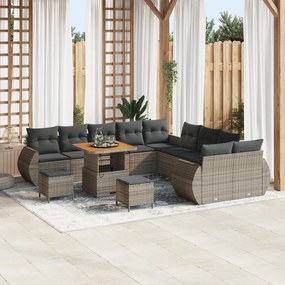 Conjunto de Sofás de Jardim vidaXL de 13 Peças com Almofadas Cinza Rat