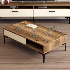 Mesa de Centro Istanbul – Nogueira Cream – 105 cm x 32,6 cm x 60 cm