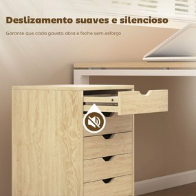 Bloco de Gavetas Móvel Arquivador com 6 Gavetas Suporte para Impressora com Rodas 40x35x63 cm Madeira