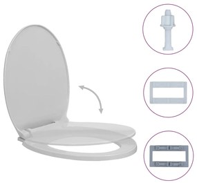 Tampo de sanita oval com fecho suave cinzento-claro
