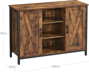 Aparador 100 x 35 x 70 cm Castanho Vintage-preto