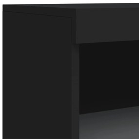 Aparadores c/ luzes LED 3 pcs derivados de madeira preto