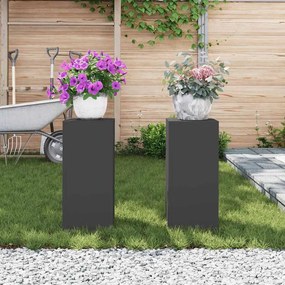 Suportes para Plantas Externos Pilar 2 pcs Preto 24x24x55 cm Aço