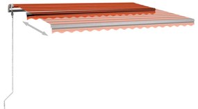Toldo retrátil manual com LED 400x300 cm laranja e castanho